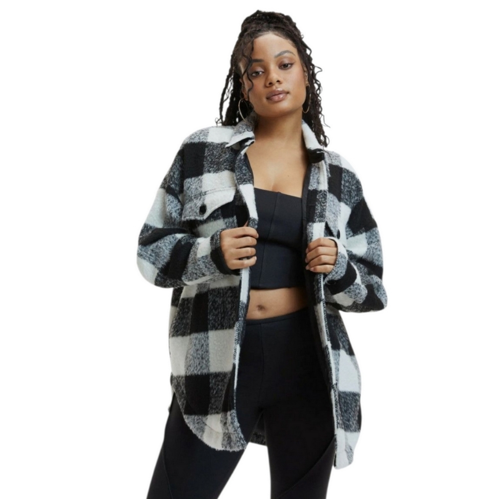 GOOD AMERICAN Plaid Shacket Jacket size 00/0